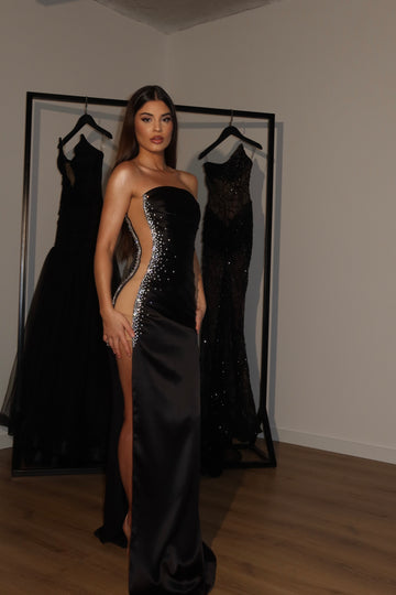 Strapless side beaded dress